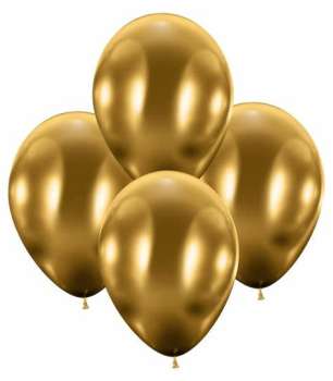 50 Luftballons 30cm Chrome Gold